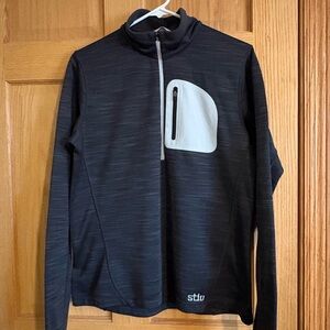 Stio Charcoal and Light Gray Quarter-Zip fleece Pullover